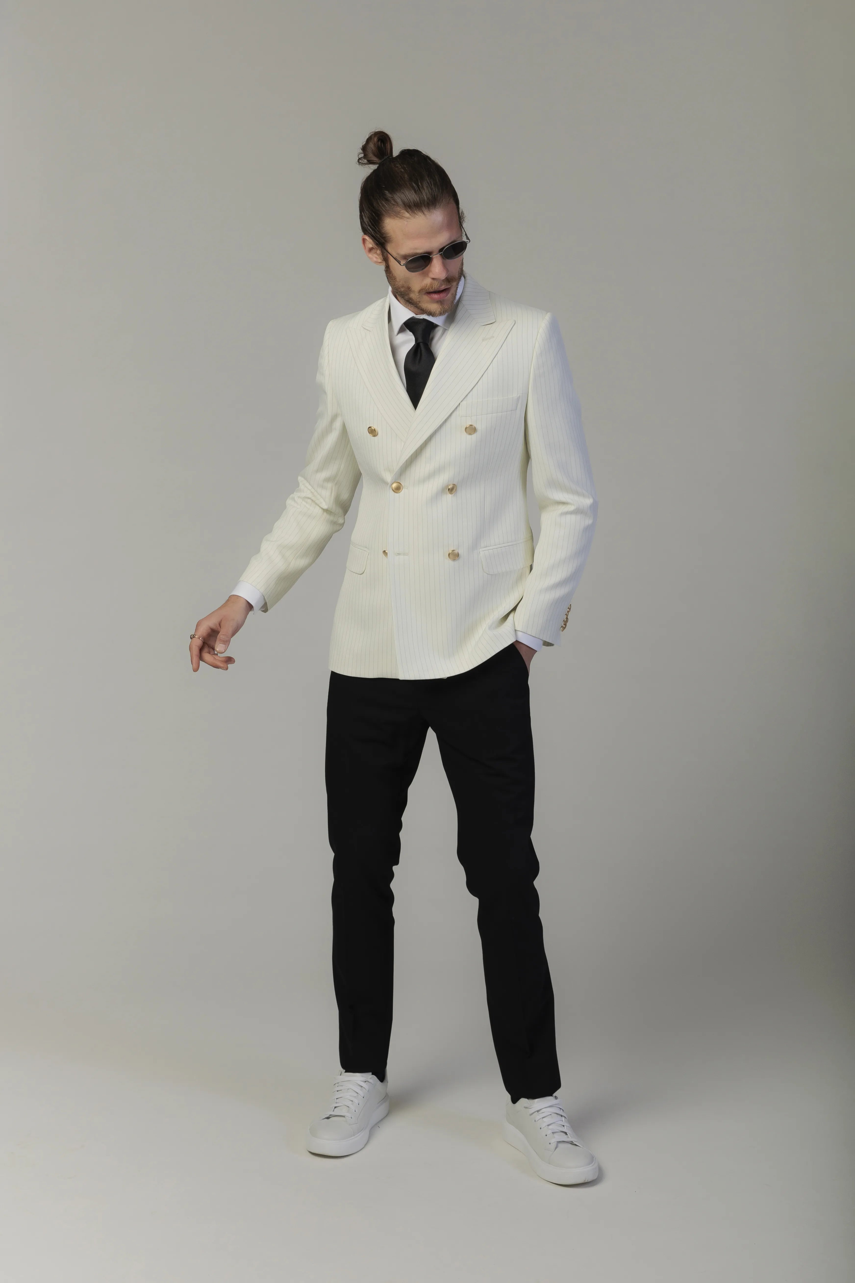Sacou Barbati, Sacou alb cu Dungi, Sacou Barbati Elegant