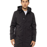 Geacă Parka 3-în-1 Urban Black cu glugă – shell impermeabil + liner matlasat detașabil