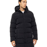 Geacă Puffer Lungă cu Glugă – Negru