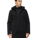 Geacă Parka 3-în-1 Urban Black cu glugă – shell impermeabil + liner matlasat detașabil