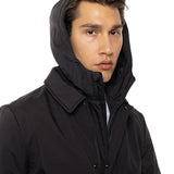 Geacă Parka 3-în-1 Urban Black cu glugă – shell impermeabil + liner matlasat detașabil