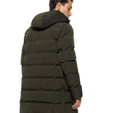 Geacă Puffer Lungă Verde Măsliniu cu Glugă – Ultra-Warm, Hidrofugă