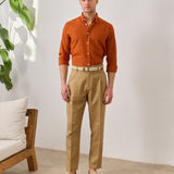 Pantaloni Everhold, Cropped cu Pense, Camel