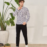 Cămașă Everhold, Albă cu Modele Negre