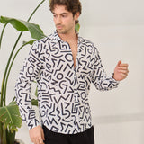 Cămașă Everhold, Albă cu Modele Negre