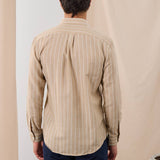 Cămașă Oxford Beige cu Dungi Albe