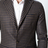 Sacou cu Carouri Vichy, Navy & Brown