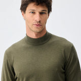 Pulover mock-neck cu cașmir – verde olive