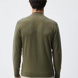 Pulover mock-neck cu cașmir – verde olive