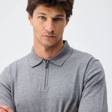 Pulover polo cu fermoar – amestec cașmir - gray