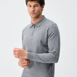 Pulover polo cu fermoar – amestec cașmir - gray
