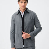 Blazer smart din amestec de lână, cu trei buzunare - gri