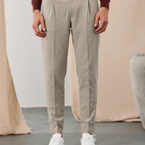Pantaloni cu pliuri din mix de lână - bej