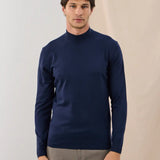 Pulover mock-neck cu cașmir – bleumarin