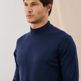Pulover mock-neck cu cașmir – bleumarin