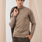 Pulover mock-neck cu cașmir – brown