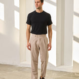 Pantaloni Everhold, Cropped cu Pense, Crem