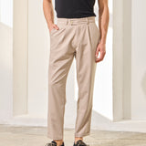 Pantaloni Everhold, Cropped cu Pense, Crem