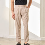 Pantaloni Everhold, Cropped cu Pense, Crem