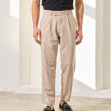 Pantaloni Everhold, Cropped cu Pense, Crem