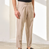 Pantaloni Everhold, Cropped cu Pense, Crem