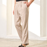 Pantaloni Everhold, Cropped cu Pense, Crem