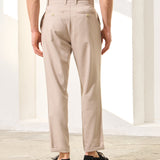 Pantaloni Everhold, Cropped cu Pense, Crem