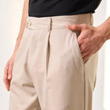 Pantaloni Everhold, Cropped cu Pense, Crem