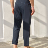 Pantaloni Everhold, Cropped cu Pense, Navy