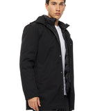 Geacă Parka 3-în-1 Urban Black cu glugă – shell impermeabil + liner matlasat detașabil