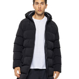 Geacă Puffer Lungă cu Glugă – Negru