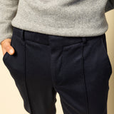 Pantaloni Confort Line bleumarin 100% lana flannel