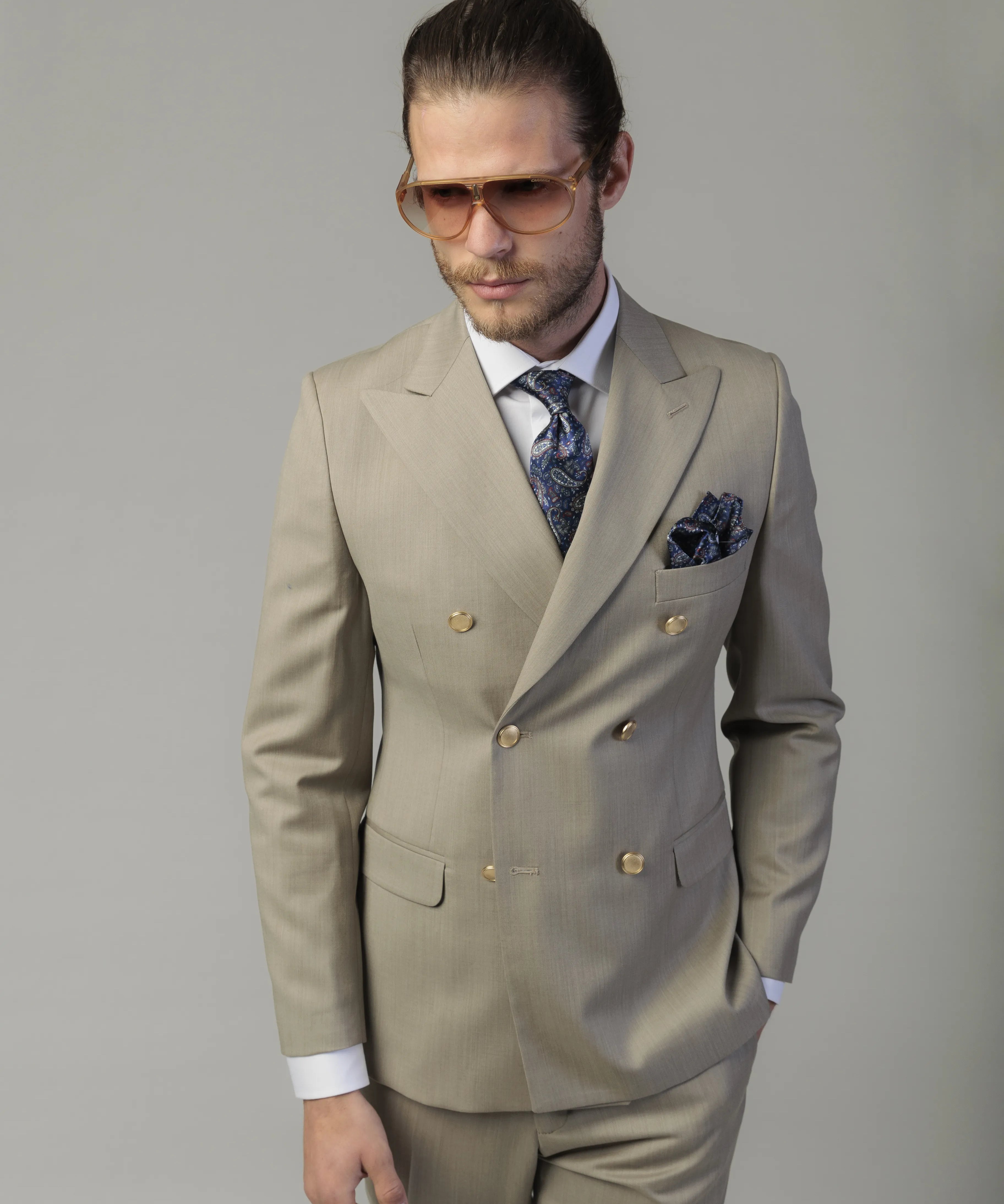 Costum Barbati, Costum Bej Barbati, Costum Barbati Bej Elegant