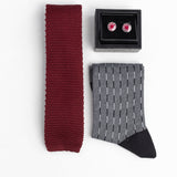 Set Cadou Accesorii (Butoni, Șosete, Cravată) GriVisiniu