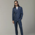 Costum Albastru cu Dungi, Costum Barbati Albastru, Costum Elegant Albastru, Costum cu Dungi