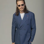 Costum Albastru cu Dungi, Costum Barbati Albastru, Costum Elegant Albastru, Costum cu Dungi