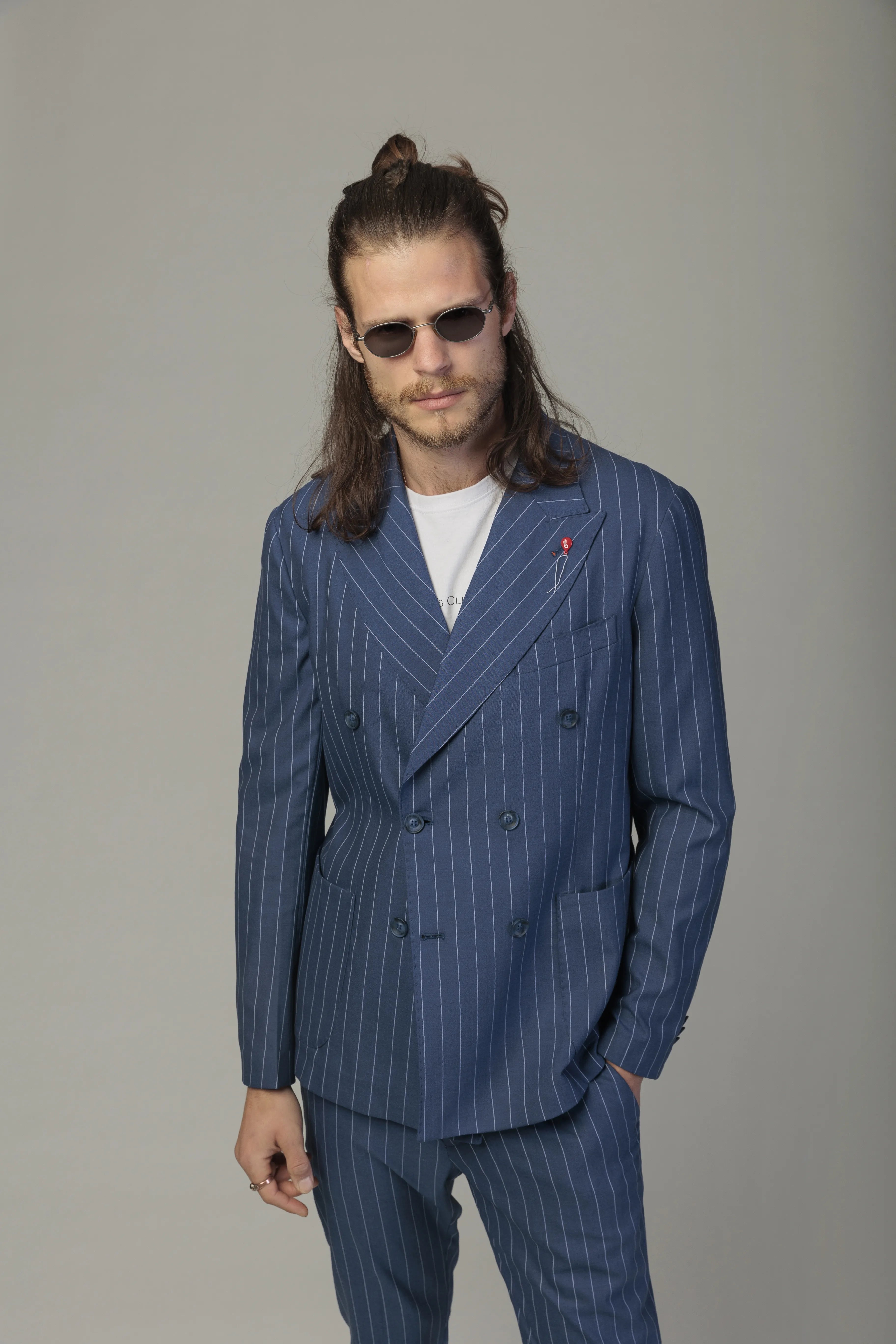 Costum Albastru cu Dungi, Costum Barbati Albastru, Costum Elegant Albastru, Costum cu Dungi