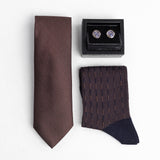 Set Cadou Accesorii (Butoni, Șosete, Cravată) Maro
