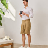 Pantaloni Scurți Everhold, cu Pense, Camel