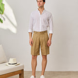 Pantaloni Scurți Everhold, cu Pense, Camel