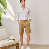 Pantaloni Scurți Everhold, cu Pense, Camel