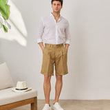 Pantaloni Scurți Everhold, cu Pense, Camel