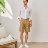 Pantaloni Scurți Everhold, cu Pense, Camel