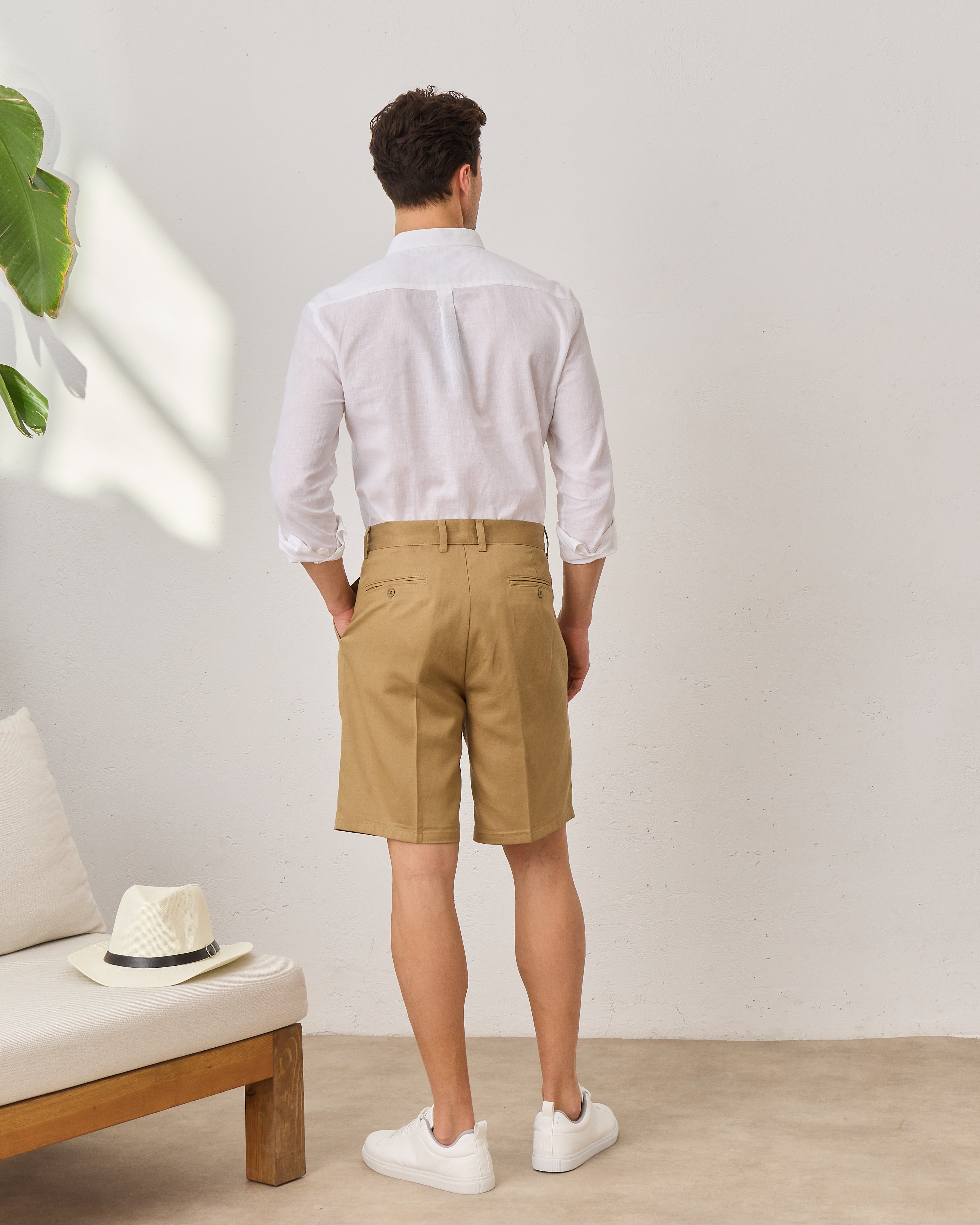 Pantaloni Scurți Everhold, cu Pense, Camel