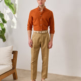 Pantaloni Everhold, Cropped cu Pense, Camel