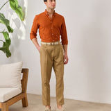Pantaloni Everhold, Cropped cu Pense, Camel