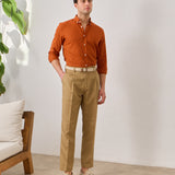 Pantaloni Everhold, Cropped cu Pense, Camel