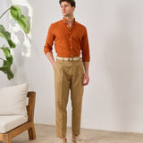 Pantaloni Everhold, Cropped cu Pense, Camel