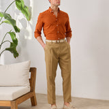 Pantaloni Everhold, Cropped cu Pense, Camel