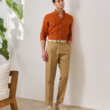 Pantaloni Everhold, Cropped cu Pense, Camel